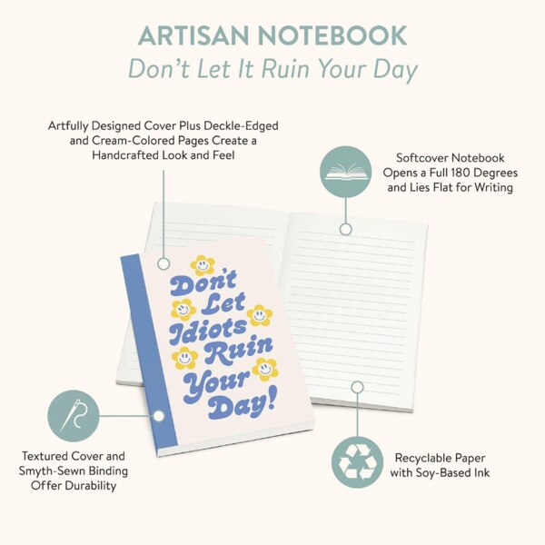 Artesian Design, Sardine Snack. Softcover notebook opens a full 180 degrees and lies flat for writing. Smyth-sewn binding provide durability. Recyclable paper with soy based ink. with notebook